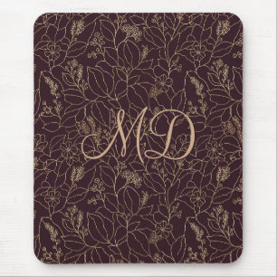Tapis De Souris Élégant floral doré profond violet floral pourpre