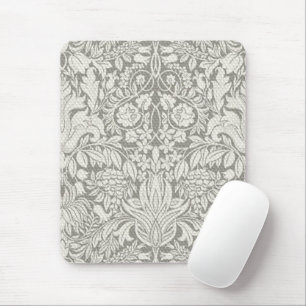 Tapis De Souris élégant formel brocart de dentelle en damas blanc