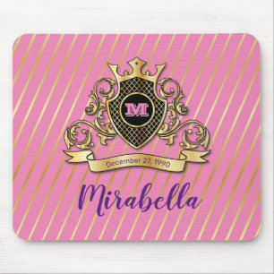Tapis De Souris Elegant Gold Monagram Fashioned Mouse Pad