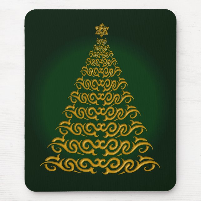 Tapis De Souris Elegant  Green Christmas Tree Mouse Pad (Devant)