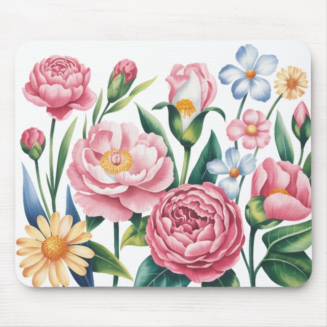 Tapis De Souris Elégant Jardin Floral Mousepad (Devant)