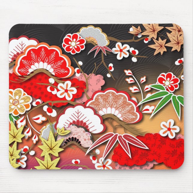 Tapis De Souris Élégant Kimono d'automne japonais (Devant)