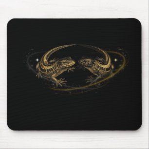 Tapis de Souris Élégant Lézards Mystiques et Halo