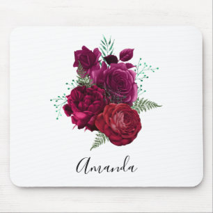 Tapis De Souris Elegant Magenta Rose Floral Bouquet