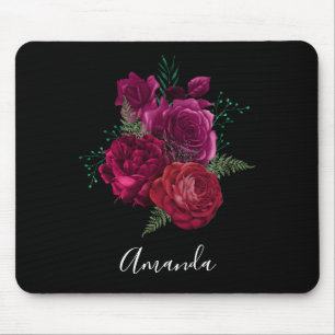 Tapis De Souris Elegant Magenta Rose Floral Bouquet
