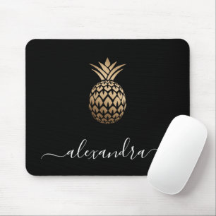 Tapis De Souris Élégant minuscule ananas noir en cuivre