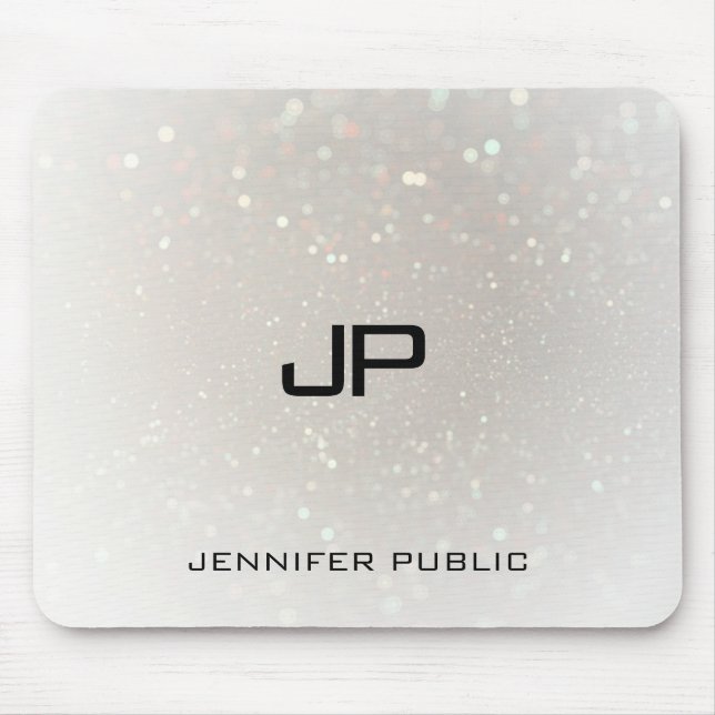 Tapis De Souris Élégant Modèle Personnalisé Glamor Monogramme (Devant)
