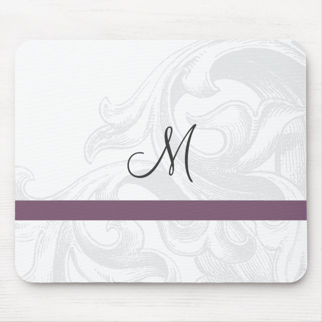 Tapis De Souris Élégant Monogramme Monogramme Mousepads (Devant)
