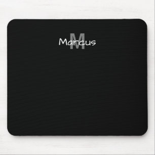 Tapis De Souris Élégant Monogrammé Noir