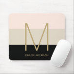 Tapis De Souris Élégant monogramme noir beige rose<br><div class="desc">Élégant monogramme noir beige rose girly feminine pavé souris. Facile à customiser avec vos propres informations. Facile à customiser police et couleurs.</div>
