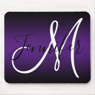 Tapis De Souris Élégant Monogramme noir et Royal violet Ombre