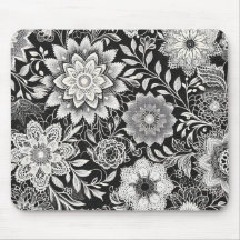 Élégant Motif de dentelle florale noir et blanc