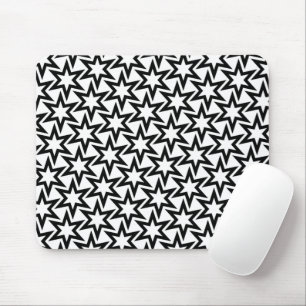 Tapis De Souris Élégant Motif d'étoile géométrique noir et blanc