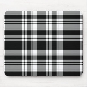 Tapis De Souris élégant motif en plaid blanc noir