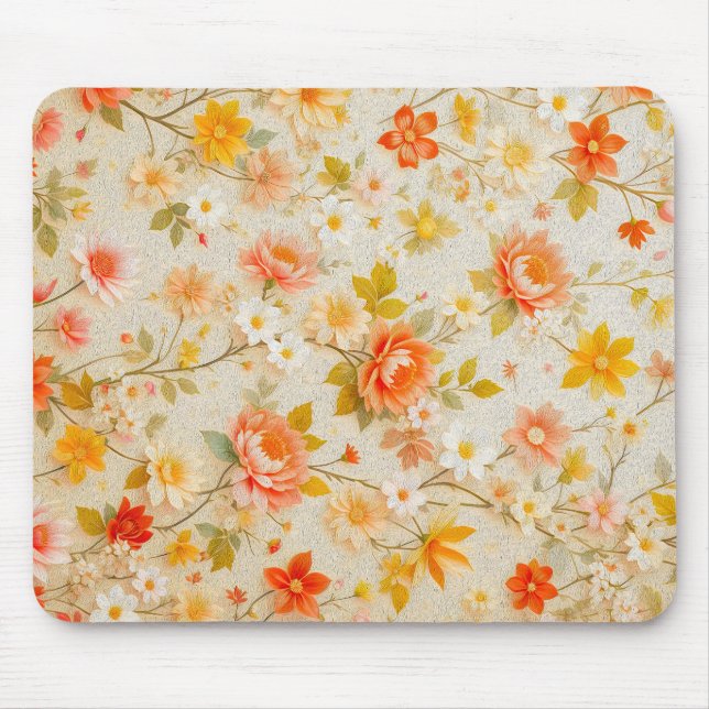 Tapis De Souris Elégant motif floral Vintage (Devant)