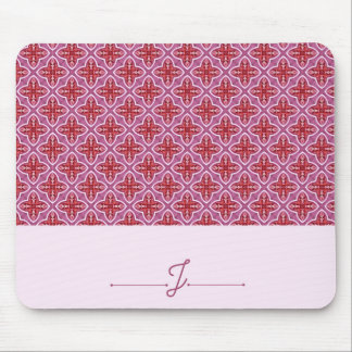 Tapis De Souris Élégant Motif géométrique rose Monogram Mousepad