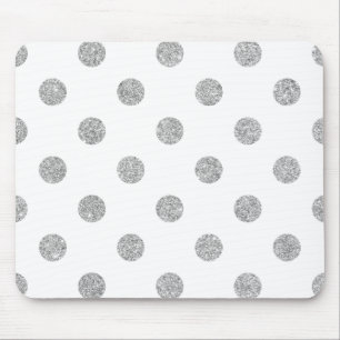 Tapis De Souris Élégant Motif Pois Parties scintillant argent