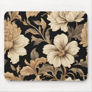 Tapis De Souris Élégant motif Vintage de floraison noire