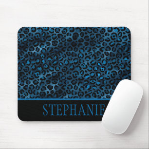 Tapis De Souris Elegant Navy Blue Cheetah Leopard Print Name