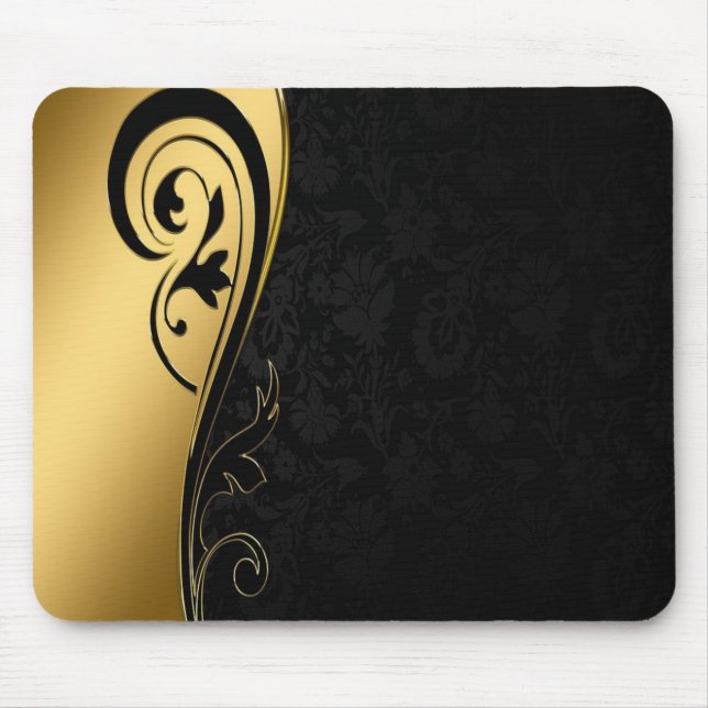 Tapis De Souris Élégant noir et or (Devant)