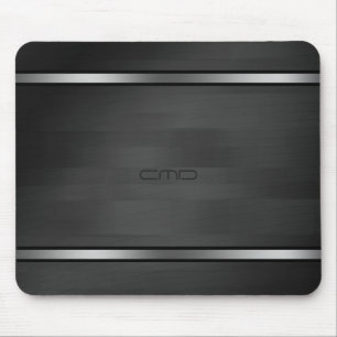 Tapis De Souris Elégant noir Faux bois rayures Argent Accent