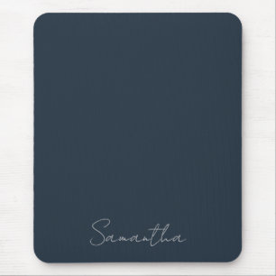 Tapis De Souris Élégant Nom Personnalisé Bleu Foncé