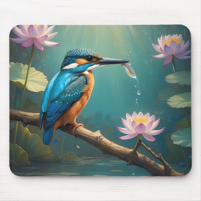 Tapis De Souris Élégant oiseau de martin-pêcheur (Devant)