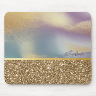 Tapis De Souris Élégant pailleté or couleur chic