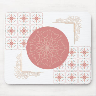 Tapis De Souris Élégant Panier à souris Mandala Floral - Tons Rose