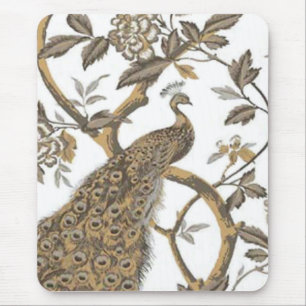 Tapis De Souris Elégant Peacock Sur Pad Souris Blanc