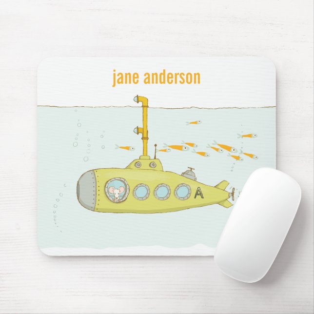 Tapis De Souris Élégant petit sous-marin sous-marin Monogramme de  (Avec souris)