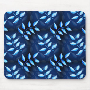 Tapis De Souris Élégant Plante Indigo Blue Motif