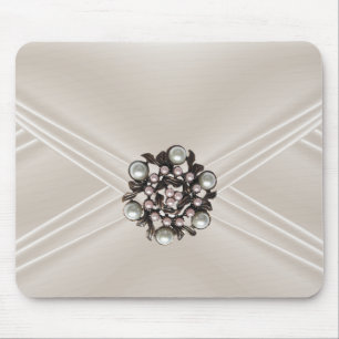 Tapis De Souris Élégant porte-bijou en soie beige perle