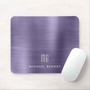 Tapis De Souris Elegant Purple Metallic Monogram Name