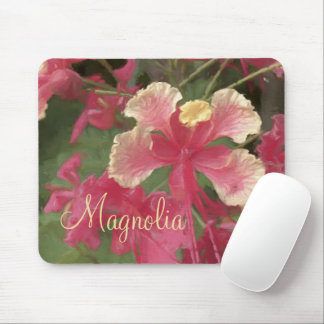 Tapis De Souris Elégant rose jaune Aquarelle Fleurs Personnaliser