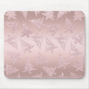 Tapis De Souris Élégant Rose Parties scintillant d'or Motif d'arbr