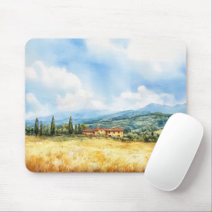Tapis De Souris Élégant Rustique Aquarelle Tuscan Méditerranéen