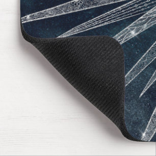 Tapis De Souris Elégant Silver Sun Moon Doodle Mandala Blue Design