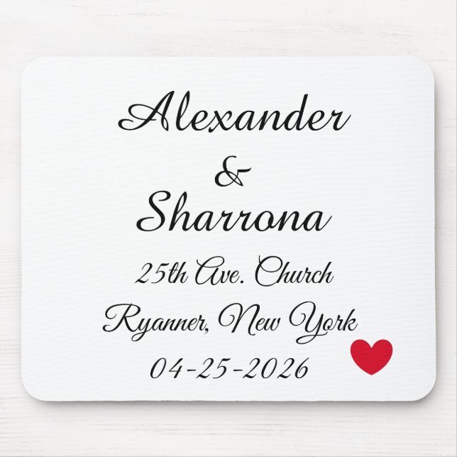 Tapis De Souris Élégant tableau de souris de mariage (Devant)