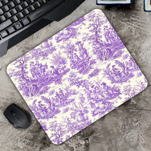 Tapis De Souris Élégant Toile de Jouy Violet de Style Campagnard F