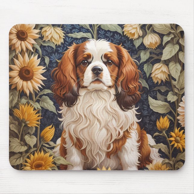 Tapis De Souris Élégant tournesol Cavalier King Charles Spaniel (Devant)