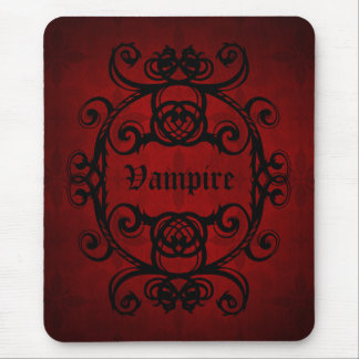 Tapis De Souris Elégant vampire gothique damassé rouge et noir déc