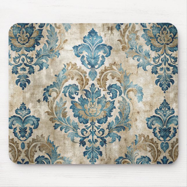 Tapis De Souris Elegant Vintage Blue Floral (Devant)