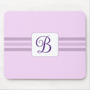 Tapis De Souris Élégant Violet clair rayé fantaisie initiale