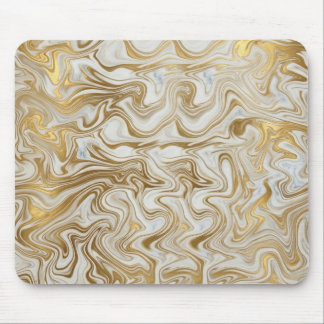 Tapis De Souris Elegant White Marble and Liquid Gold Swirl Mousepa
