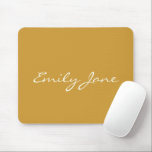 Tapis De Souris Elegant Yellow Handwritten Script Name Custom<br><div class="desc">This custom mouse pad features your name in beautiful handwritten script lettering on a stylish mustard yellow background. Great gift idea.</div>