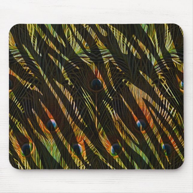 Tapis De Souris Elégant Zebra Poster de animal Peacock Feathers (Devant)