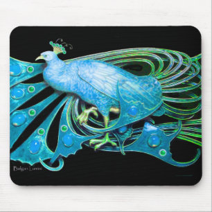TAPIS DE SOURIS ÉLÉGANTE BIJOULE EN NOIR TURQUOISE BLEU AQUA