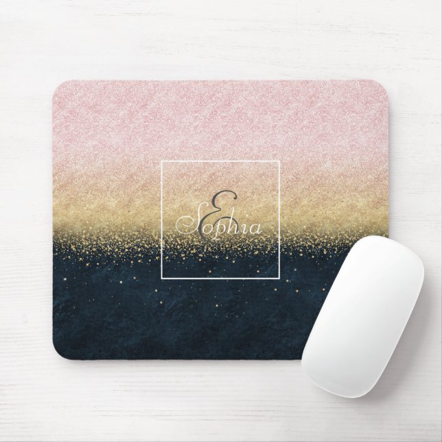 Tapis De Souris Elégante conception de confettis simple bleu et or (Avec souris)