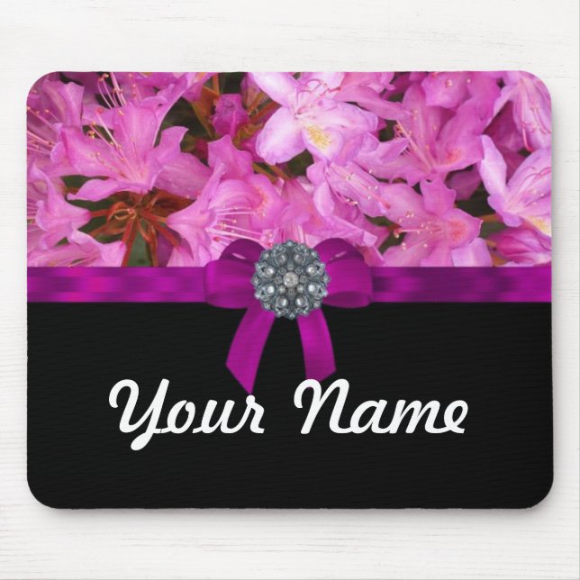 Tapis De Souris Élégante fleur rose & arc (Devant)